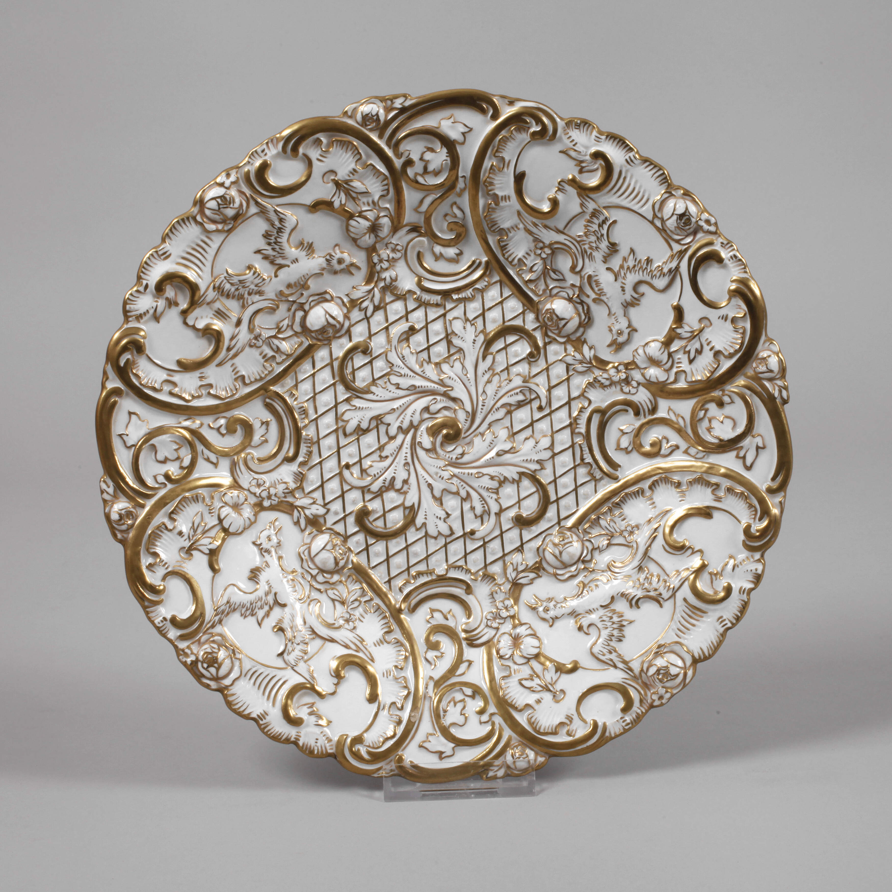 Meissen Prunkteller Vogelrelief
