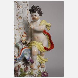 Meissen Prunkpendule "Die vier Elemente"