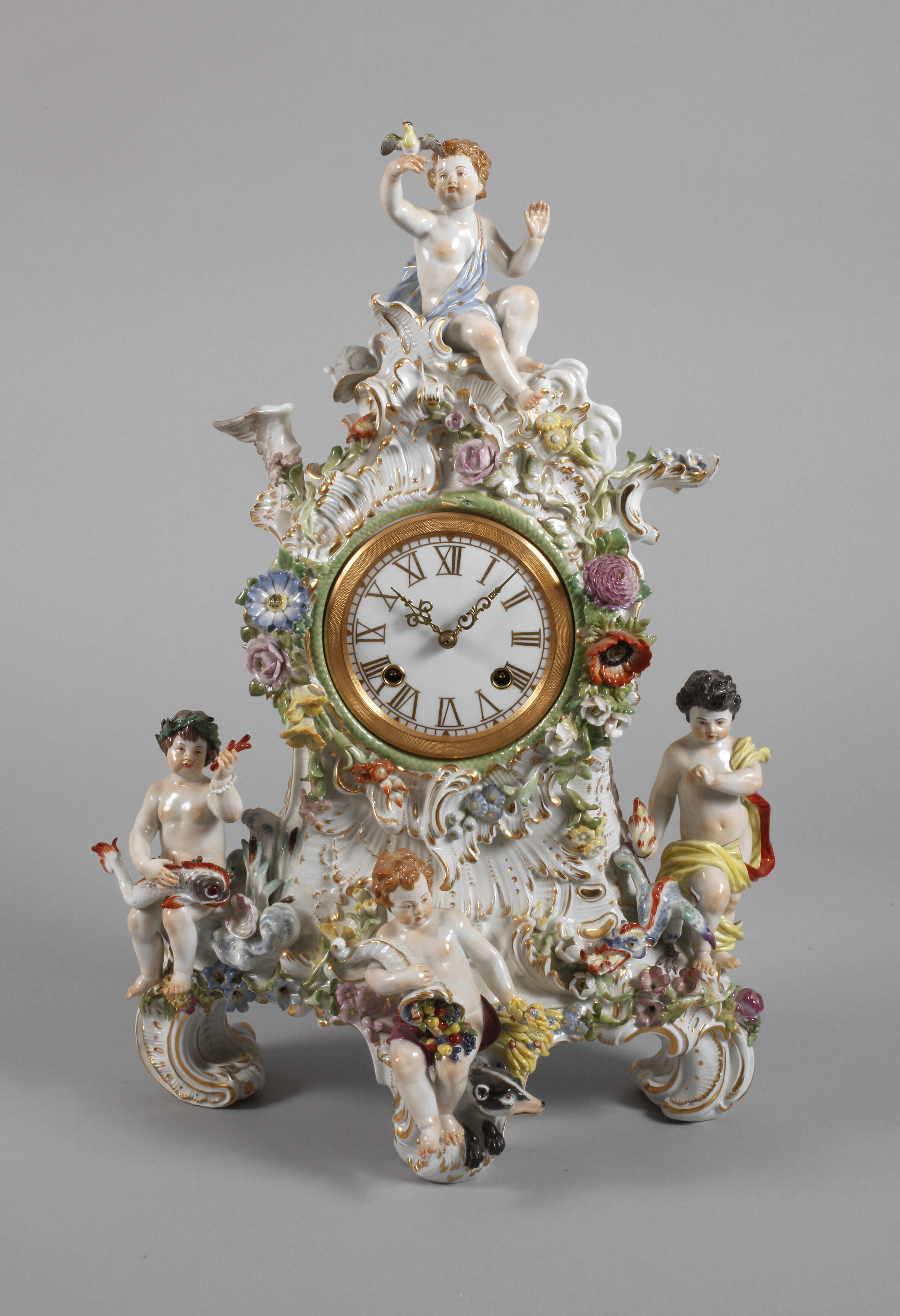 Meissen Prunkpendule "Die vier Elemente"