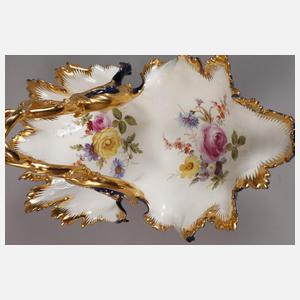 Meissen prunkvolle "Blattschale mit Handhabe"