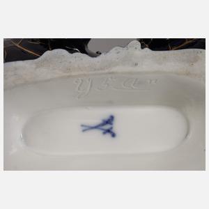 Meissen prunkvolle "Blattschale mit Handhabe"