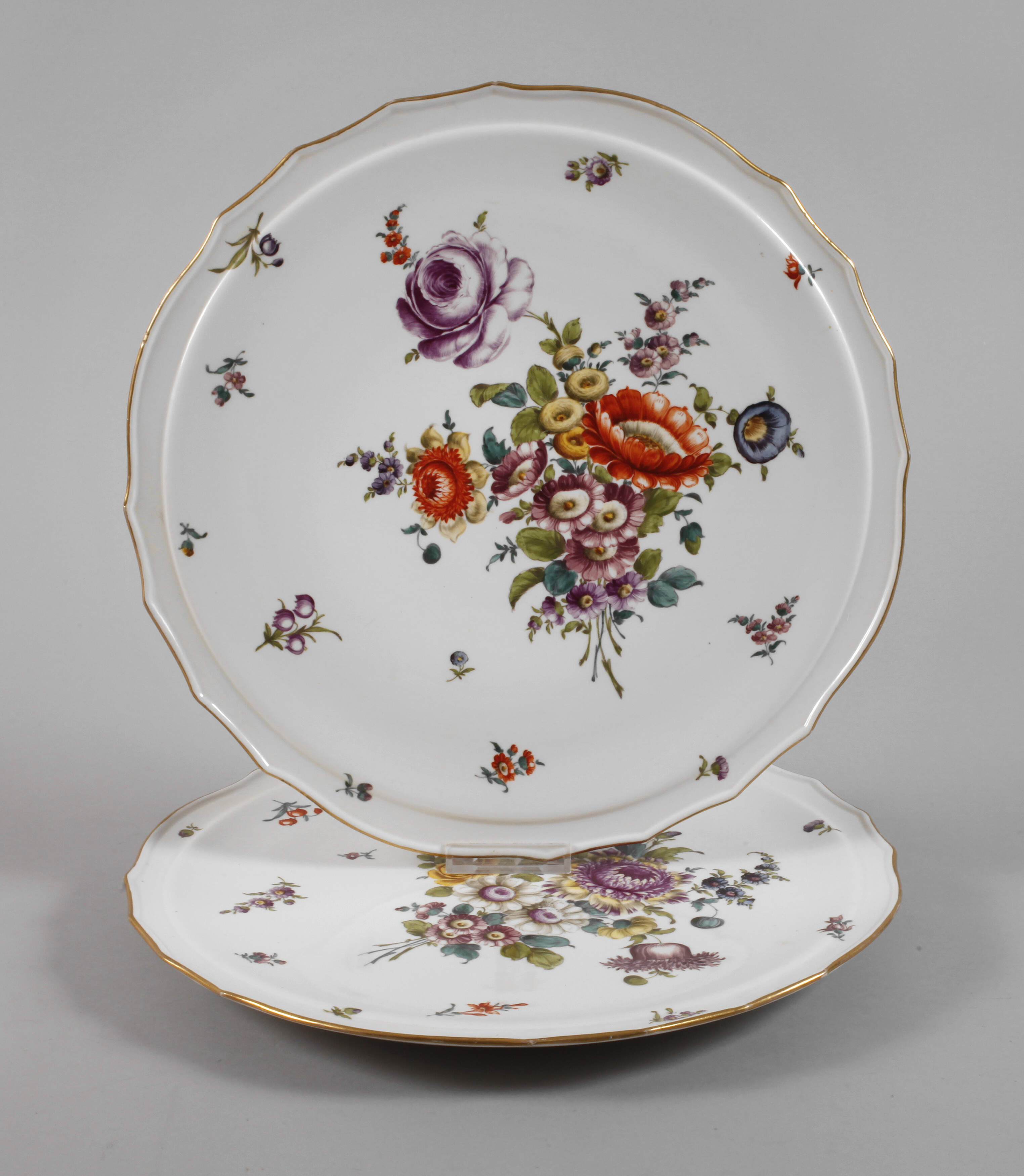 Meissen Paar Tortenplatten "Blumenbukett"