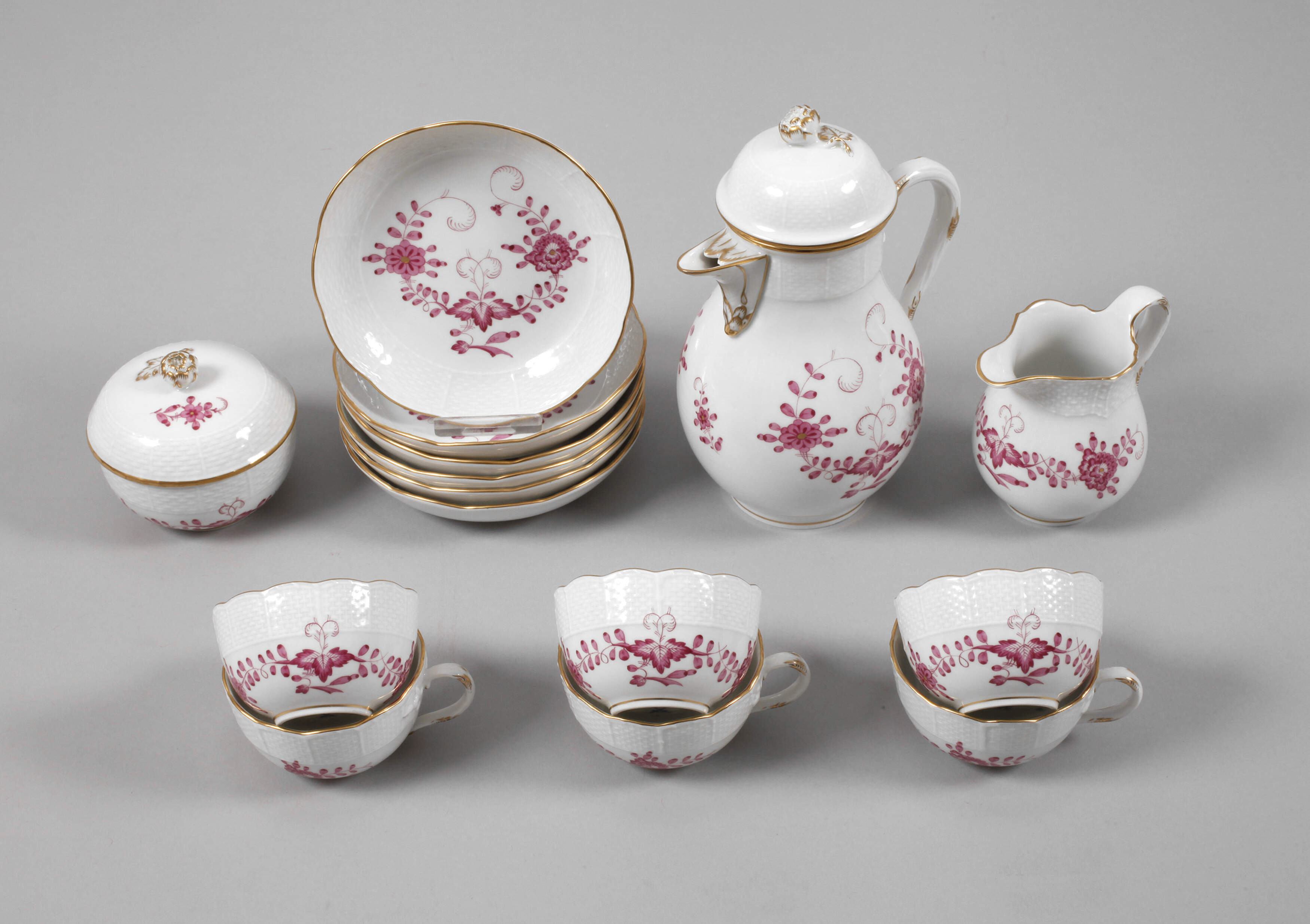 Meissen Mokkaservice "Indisch purpur"