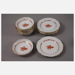 Meissen Rest-Kaffeeservice "Indische Malerei, rot"