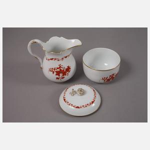 Meissen Rest-Kaffeeservice "Indische Malerei, rot"