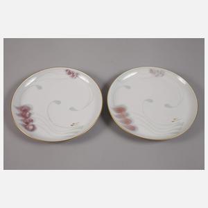 Meissen Zuckerdose und Paar Teller "Windblume"