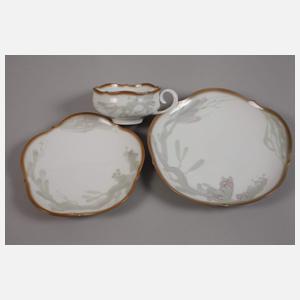 Meissen drei Teegedecke und Zuckerdose "Floral"