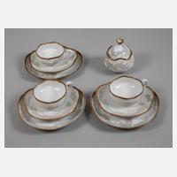 Meissen drei Teegedecke und Zuckerdose "Floral"111