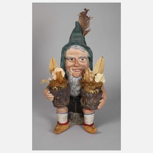 Gartenzwerg als Blumentopfhalter