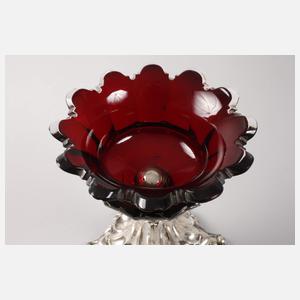 Silber Tazza mit Rubinglas