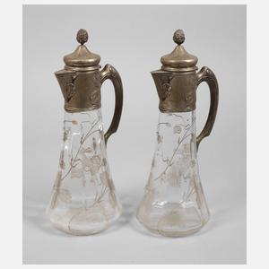 Zwei Karaffen mit Silbermontur