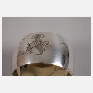 Drei Serviettenringe Silber aus Adelsbesitz