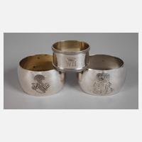 Drei Serviettenringe Silber aus Adelsbesitz111
