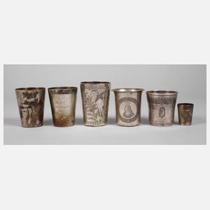 Sechs Silberbecher
