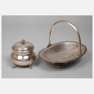 Tafelaufsatz und Zuckerdose Silber