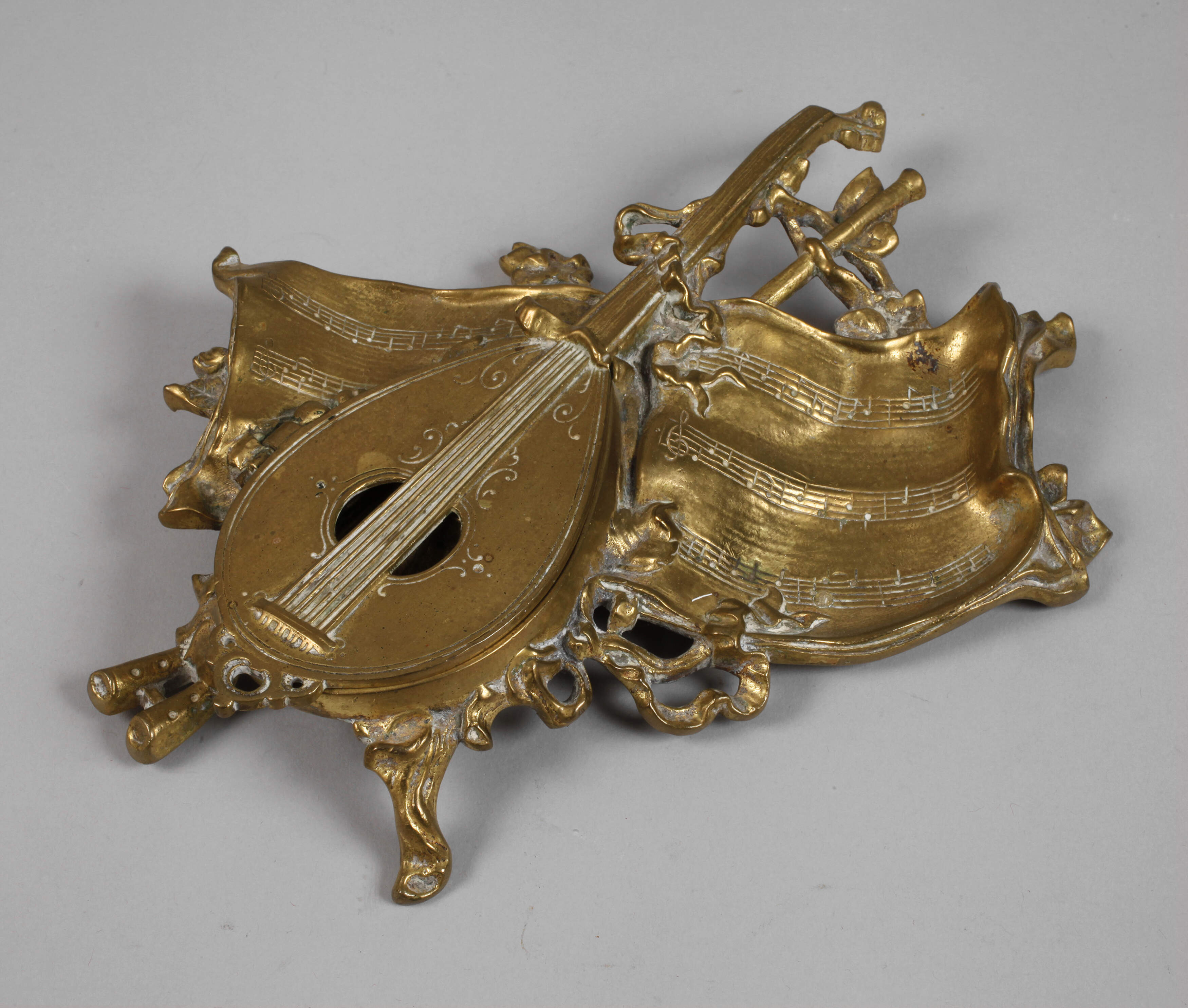 Schreibzeug Bronze mit Laute