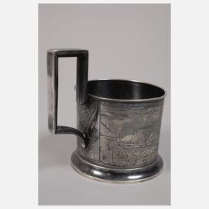 Sechs russische Löffel und Teeglashalter