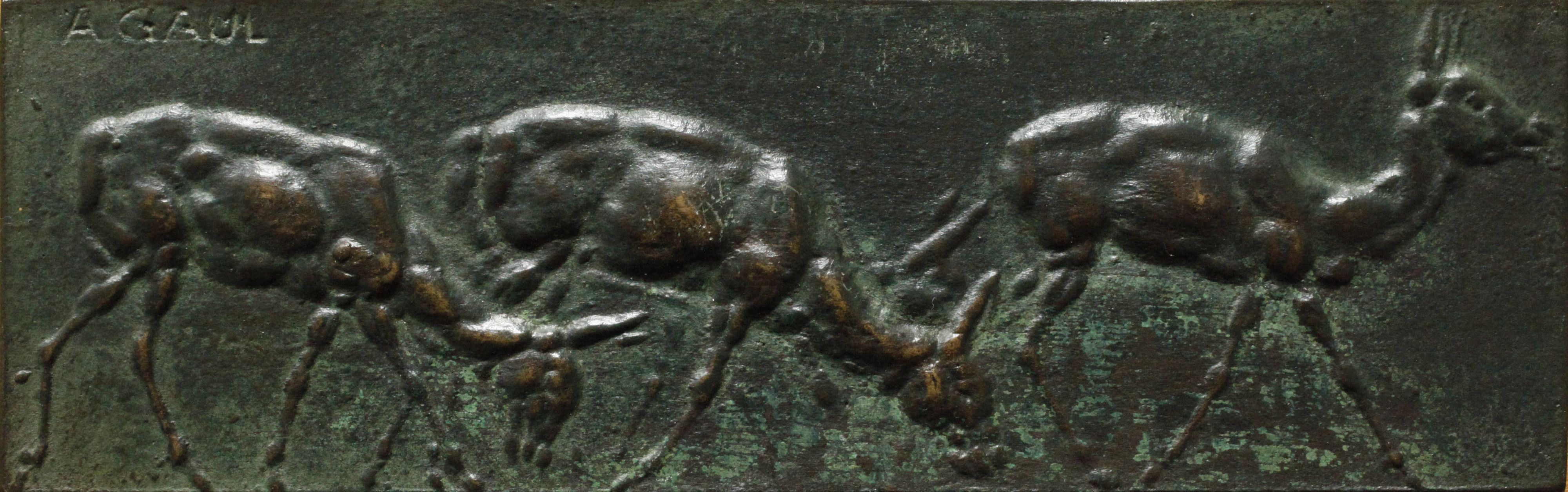 Prof. August Gaul, Paar Reliefs mit Rehen