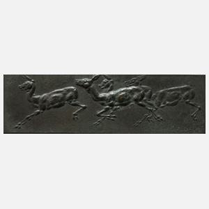 Prof. August Gaul, Paar Reliefs mit Rehen