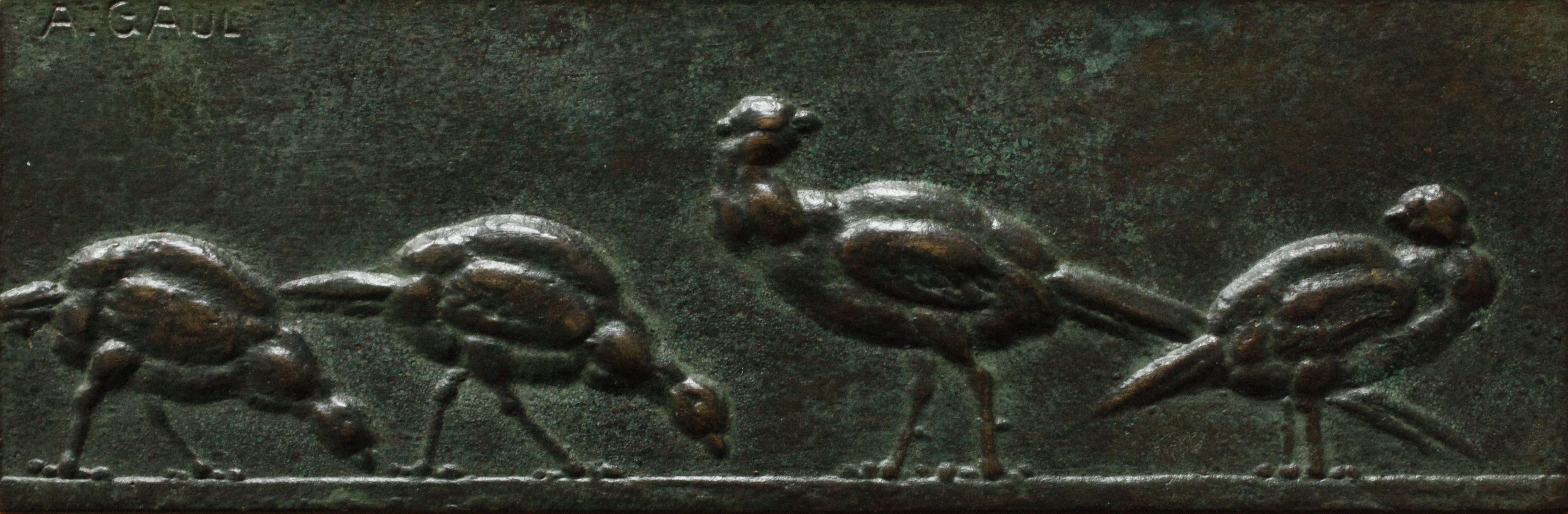 Prof. August Gaul, Paar Reliefs Fasane und Wildgänse