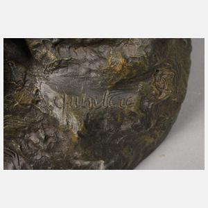 Terrakottafigur Näherin mit Katze