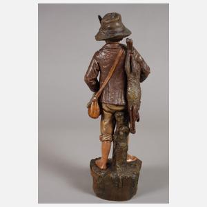 Jägersbursche mit Ente und Hase