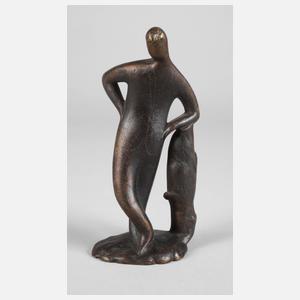 Carl Auböck, "leaning on treestump"