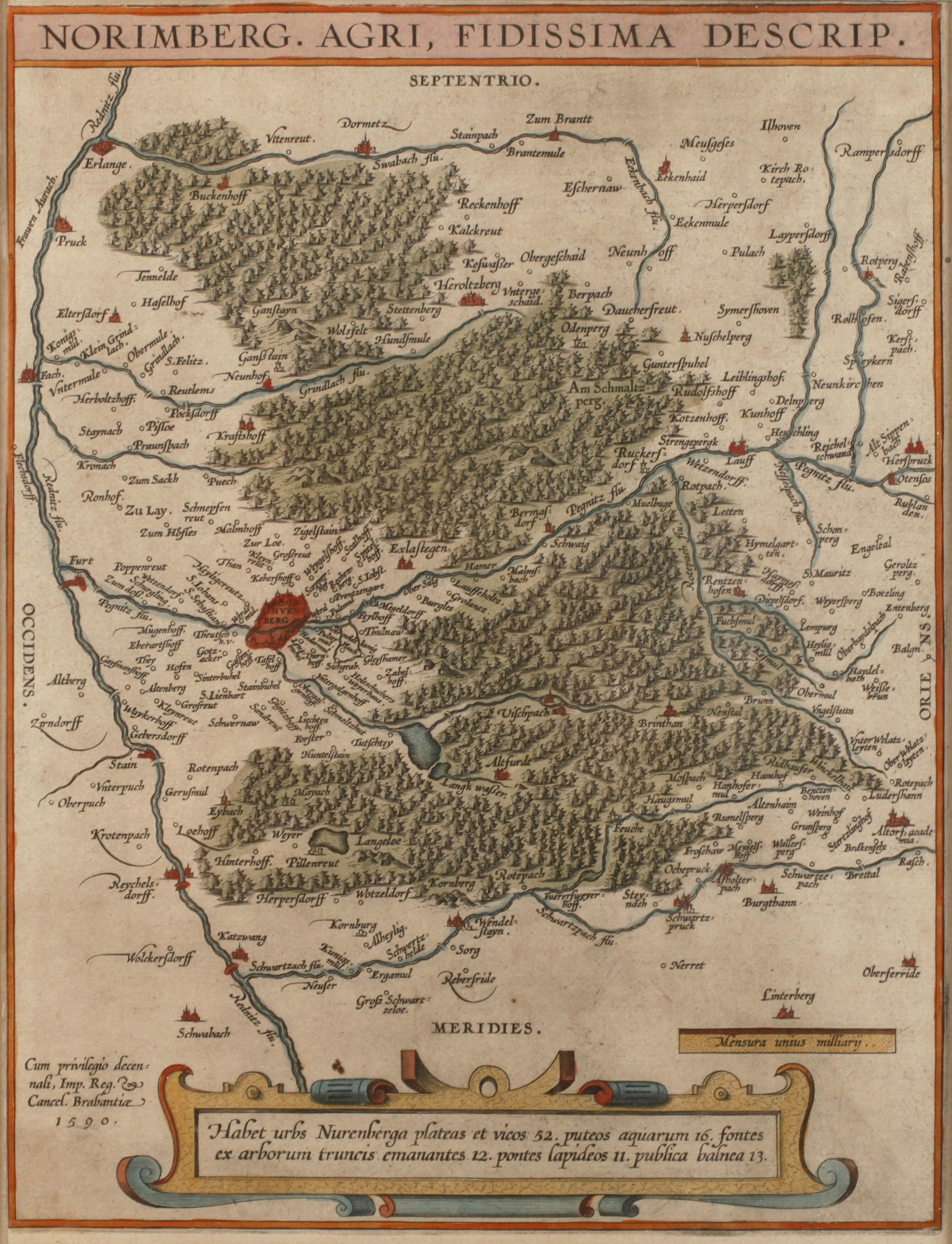 Abraham Ortelius, Kupferstichkarte Gebiet Nürnberg