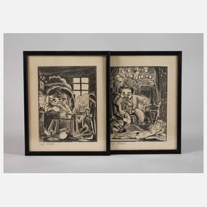 Josef Váchal, Zwei Holzschnitte