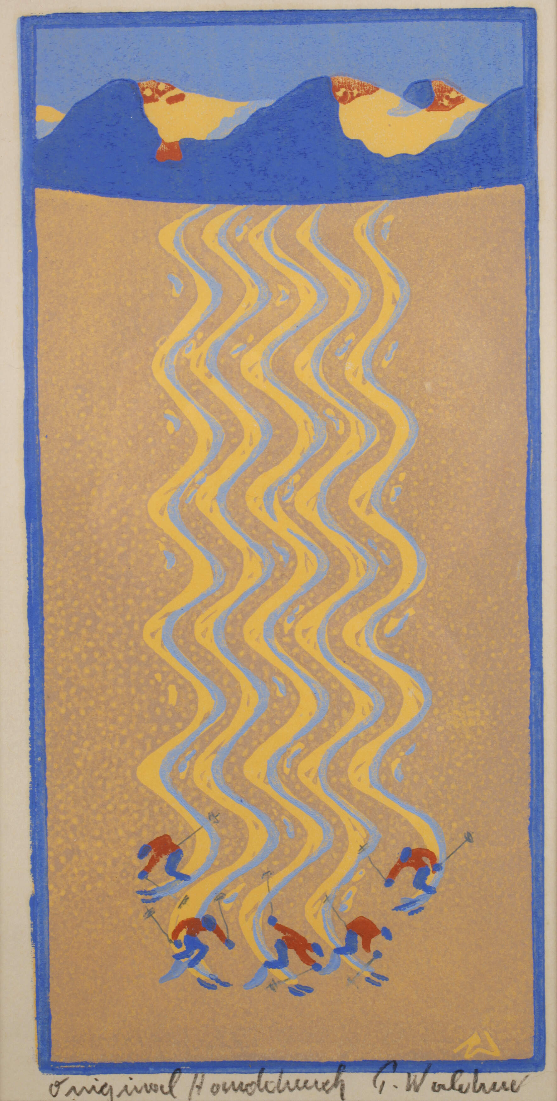 Peter Waldner, Fünf Skifahrer am Hang