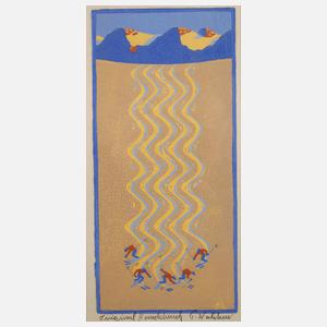 Peter Waldner, Fünf Skifahrer am Hang