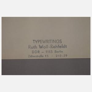 Ruth Wolf-Rehfeldt, Typewriting "Wucherungen"