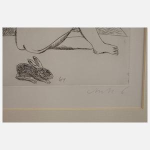 Horst Antes, Sitzende weibliche Figur mit Hase