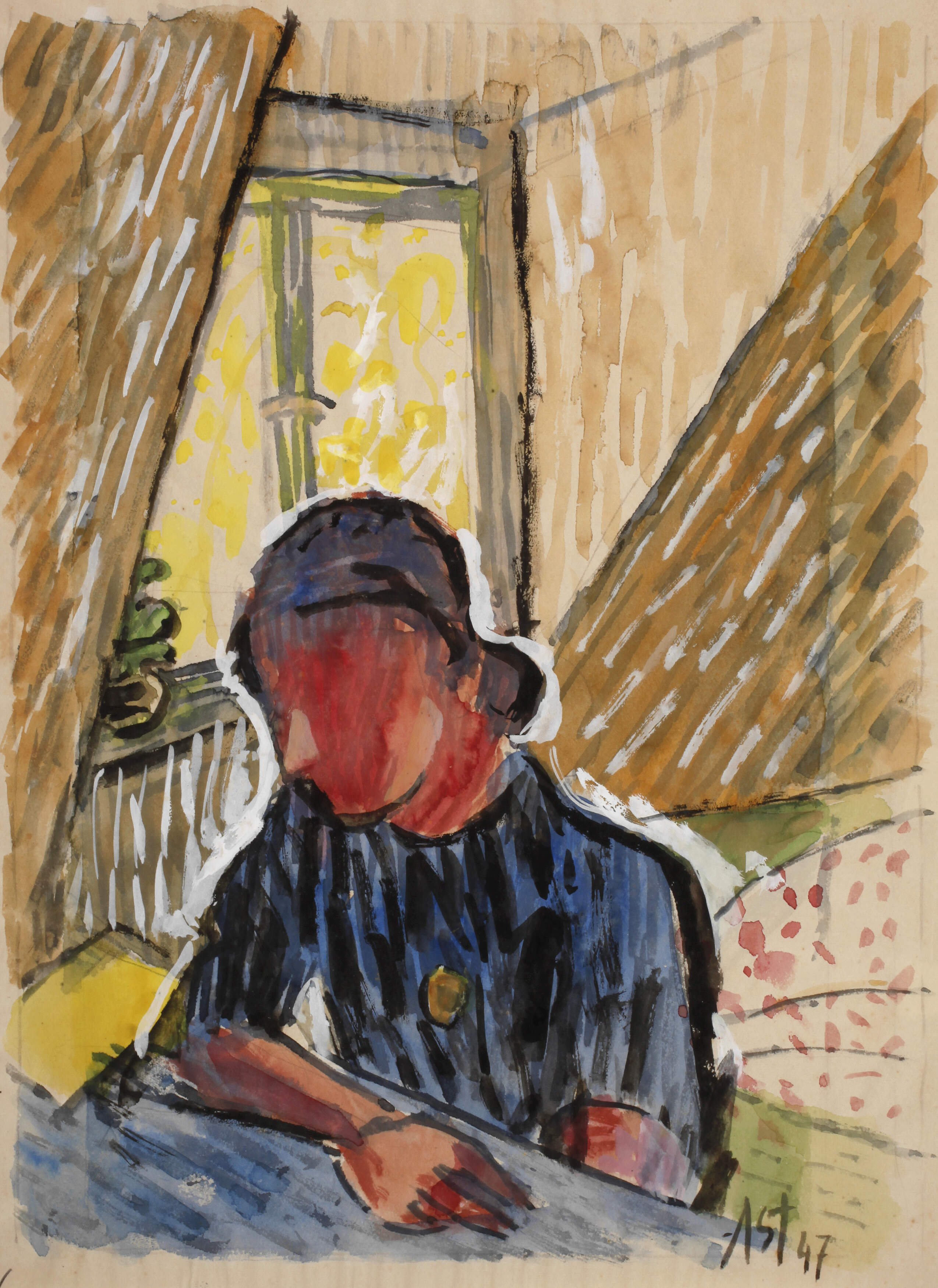 Prof. Albert Schaefer-Ast, Frau am Tisch