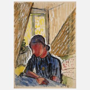 Prof. Albert Schaefer-Ast, Frau am Tisch