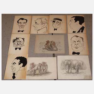 Umfangreicher Konvolut Tierzeichnungen