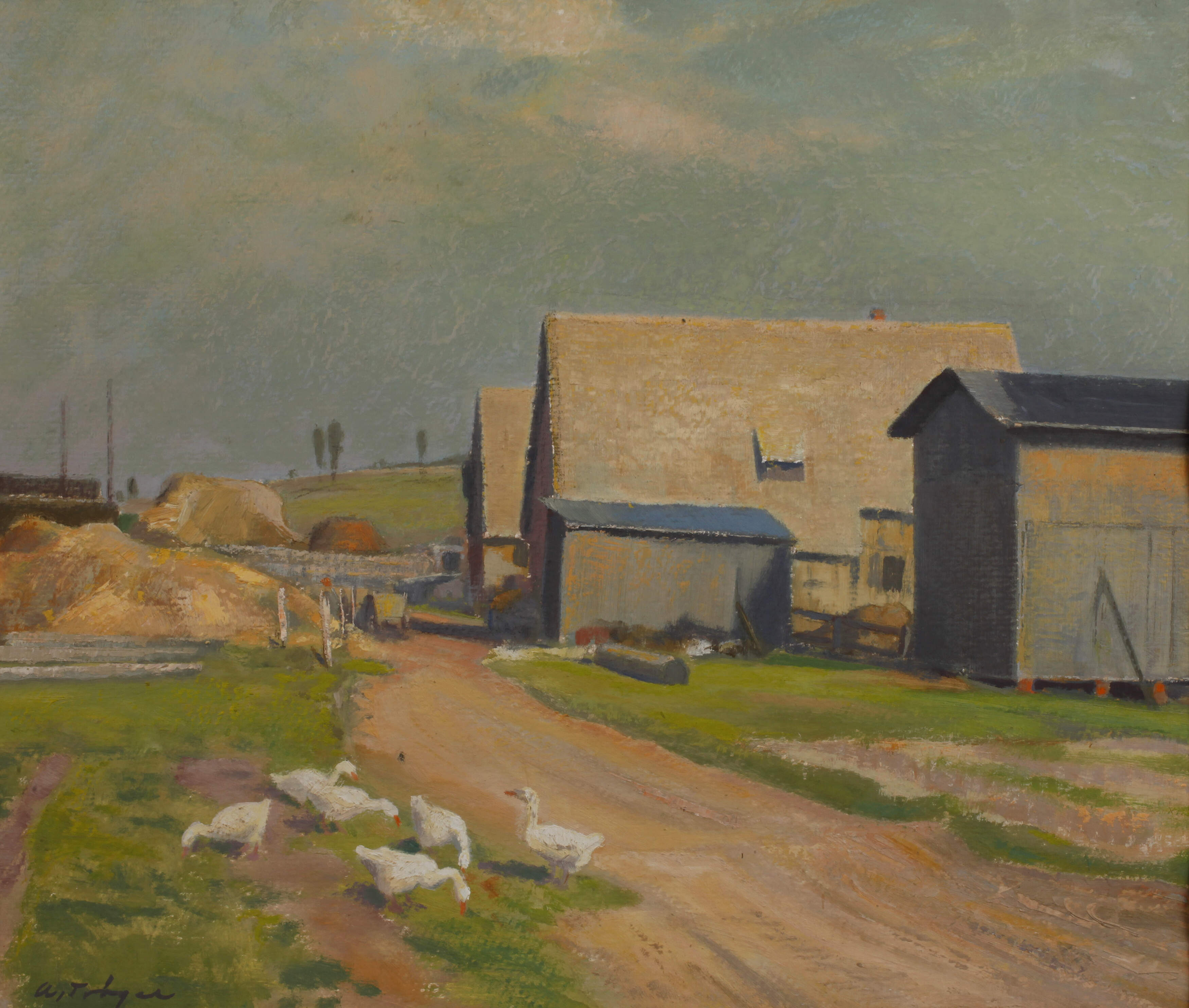 Alfred Tröger, Gänse auf der Dorfstraße