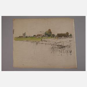 Alfred Tröger, attr., Hütten am Seeufer