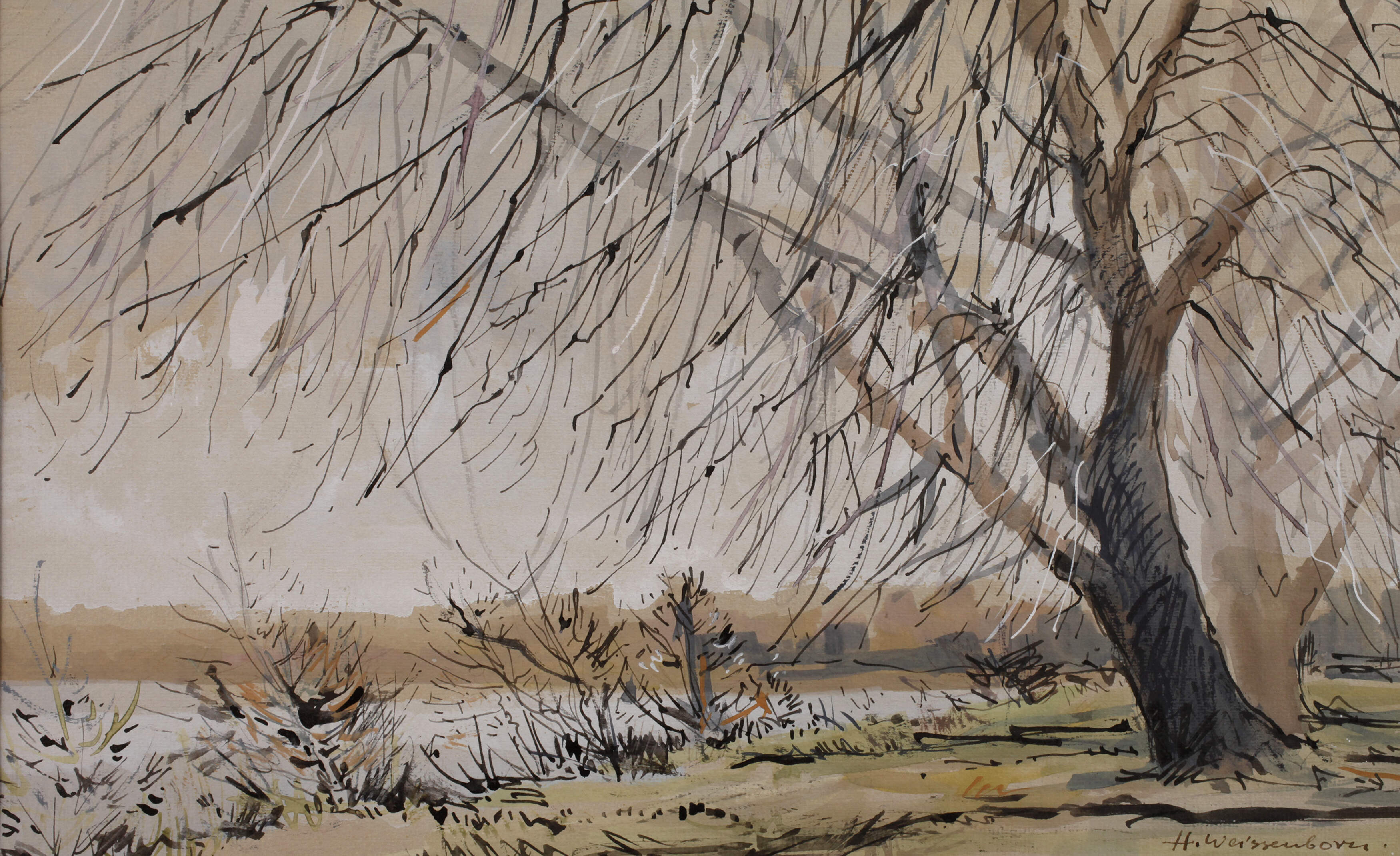 Prof. Hellmuth Weissenborn, "Pappeln am Fluß"