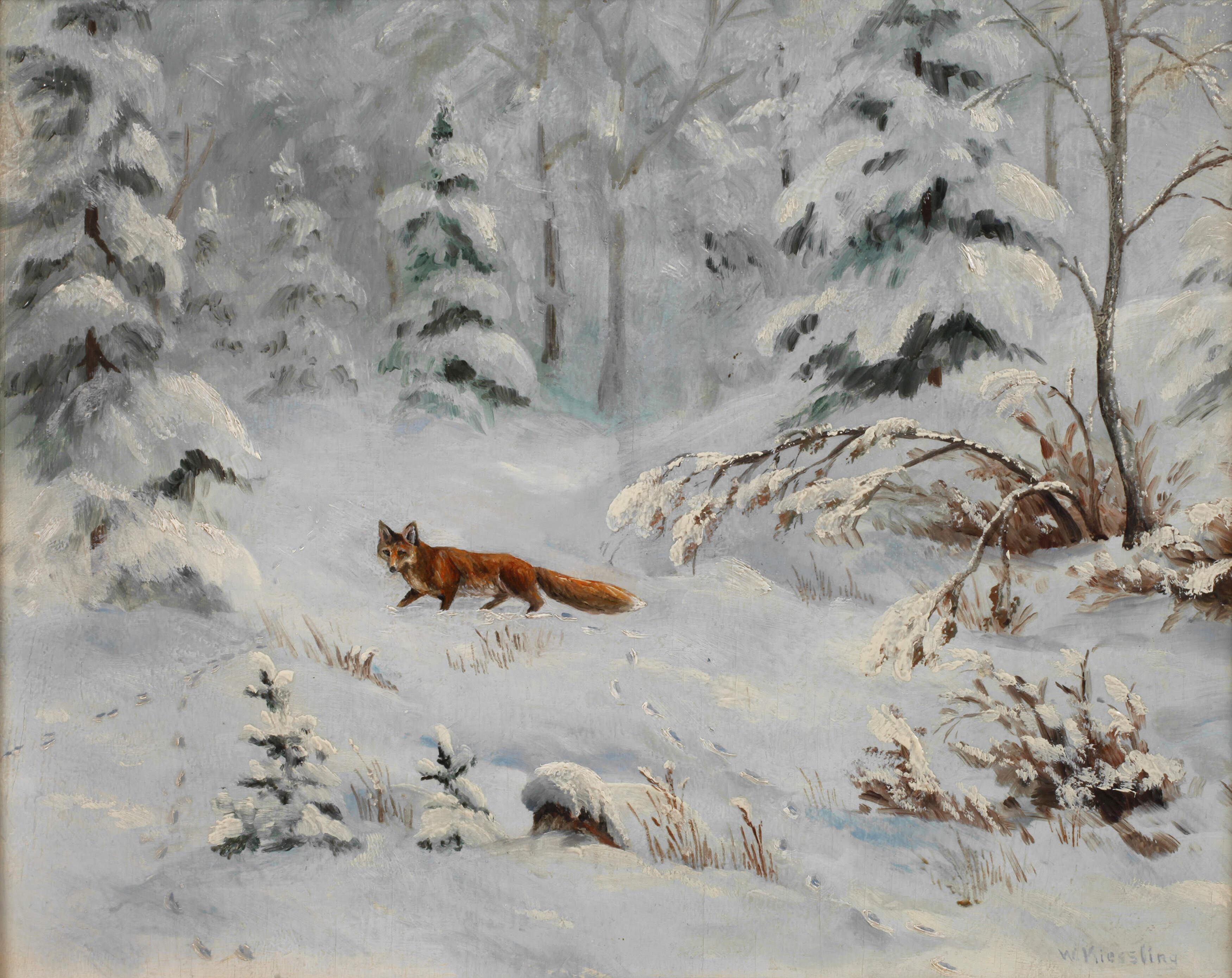 W. Kiessling, Fuchs im Winterwald