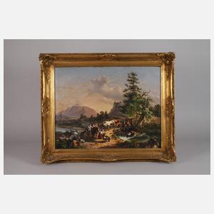 Paar Gemäldependants nach Friedrich Gauermann