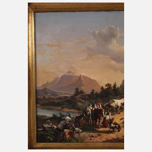 Paar Gemäldependants nach Friedrich Gauermann