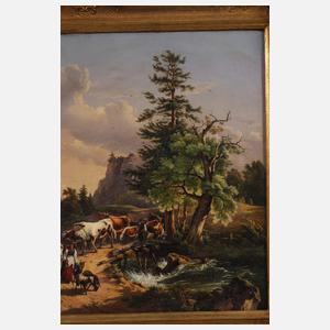 Paar Gemäldependants nach Friedrich Gauermann