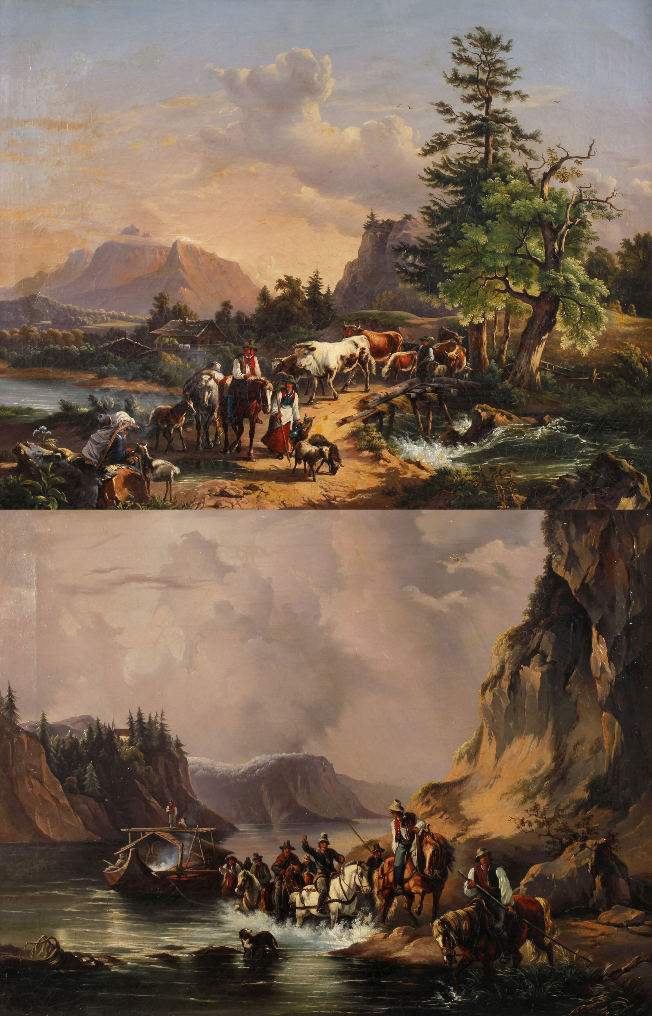 Paar Gemäldependants nach Friedrich Gauermann
