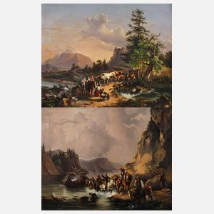 Paar Gemäldependants nach Friedrich Gauermann