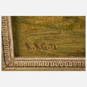 Alfred Glendening Senior, attr., Kühe am Dorfrand