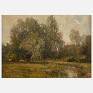 Alfred Glendening Senior, attr., Kühe am Dorfrand