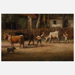 Viehtrieb auf der Dorfstraße