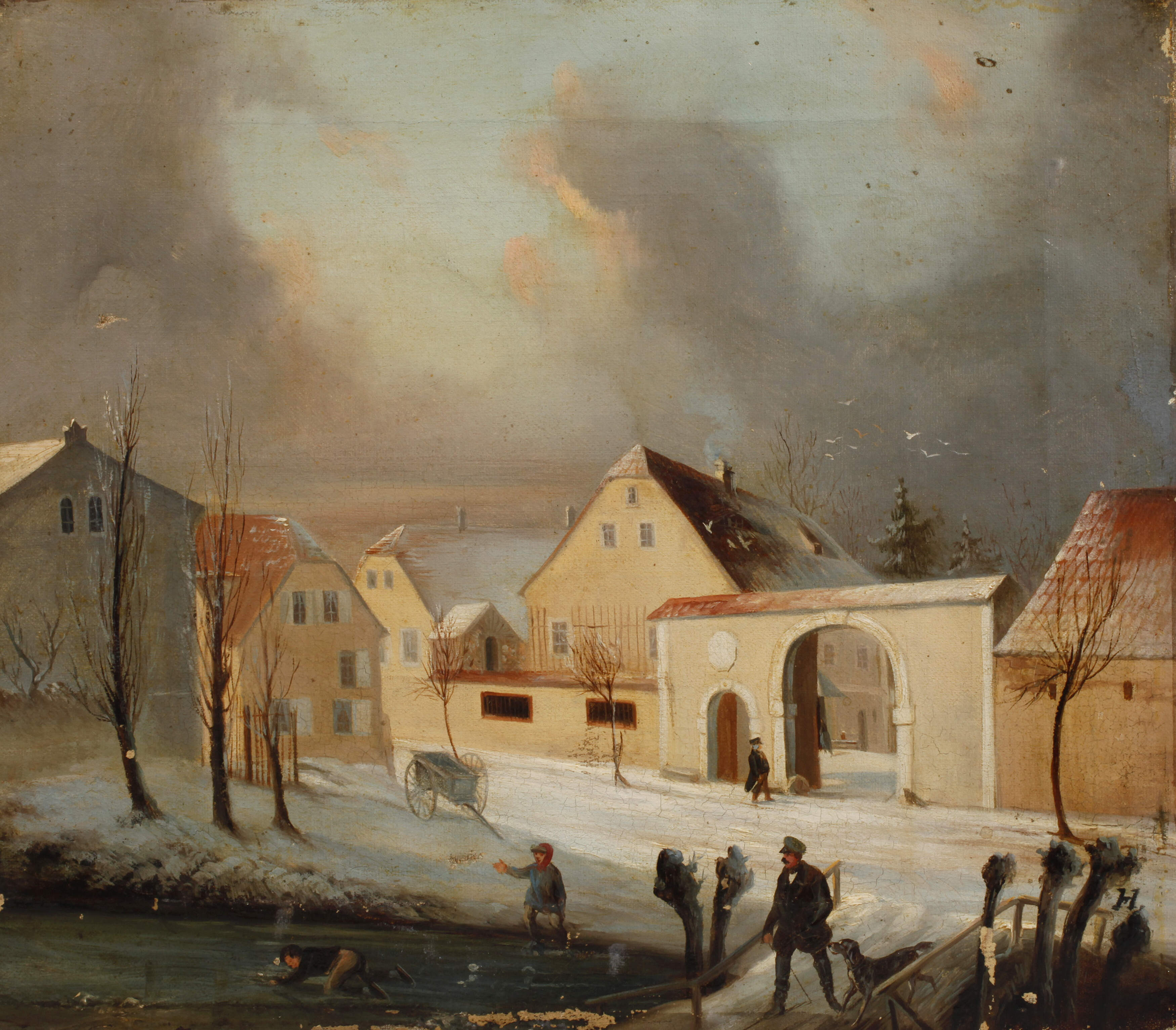 Winterliche Dorfszene