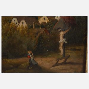 Dorf in Alpenlandschaft